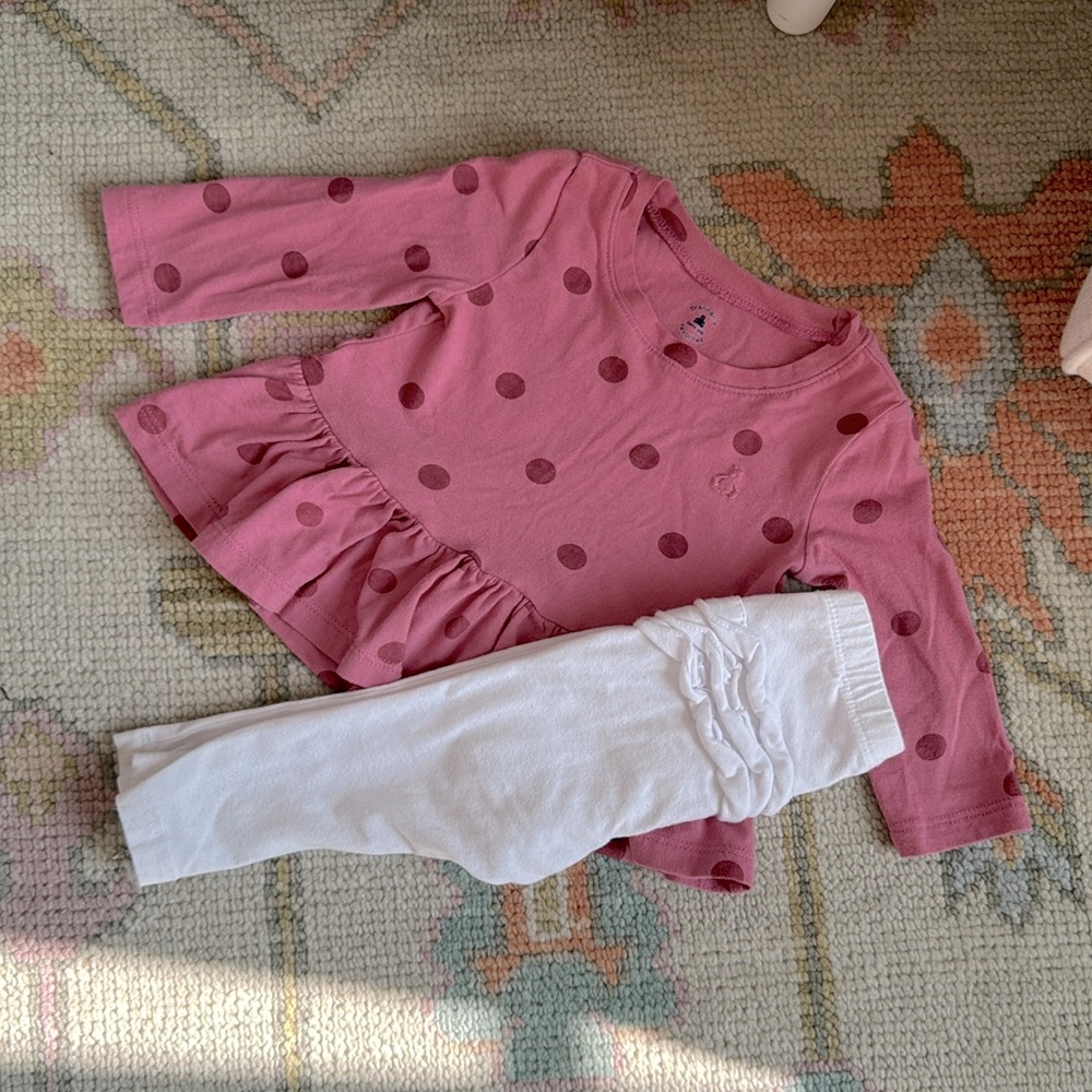 6-12 Month long sleeve baby gap pink top and white leggings